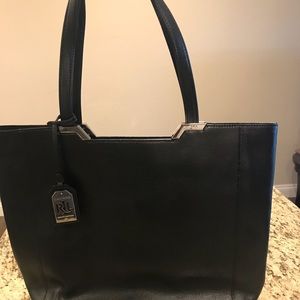 Black leather Ralph Lauren RLL tote